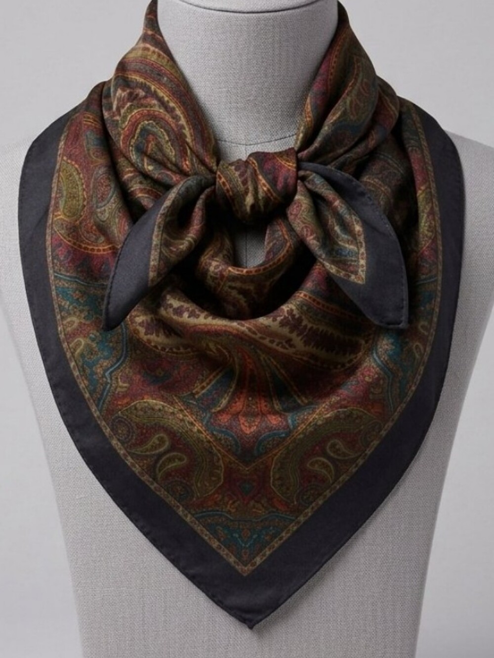 Luxury Paisley Silky Scarf - Dark Multi